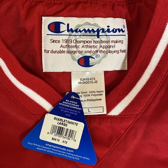 Champion B2410 Men's Scout II V- Neck Pullover Windbreaker Jacket Red Size L NWT - Picture 5 of 8